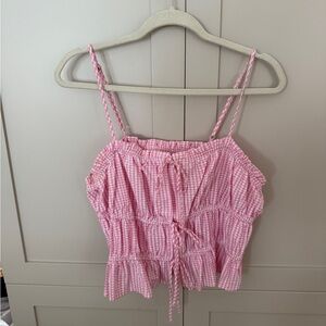 Pink and White Gingham 2 Piece Set Skirt and Top